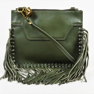 Emmaline Kuo green leather crossbody/clutch